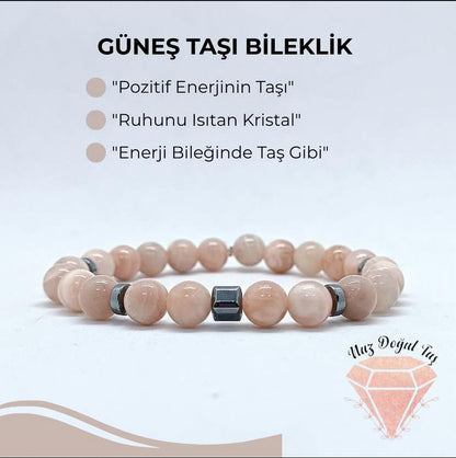 Güneş Taşı Doğal Taş Bileklik