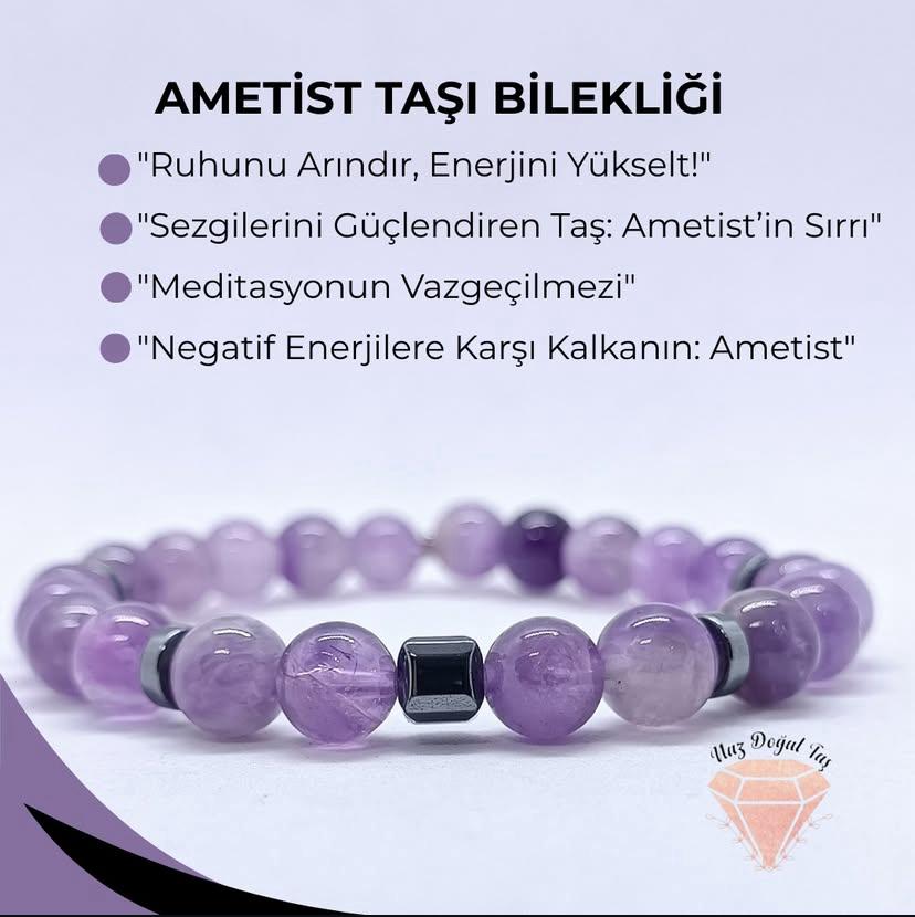 Ametist Doğal Taş Bileklik