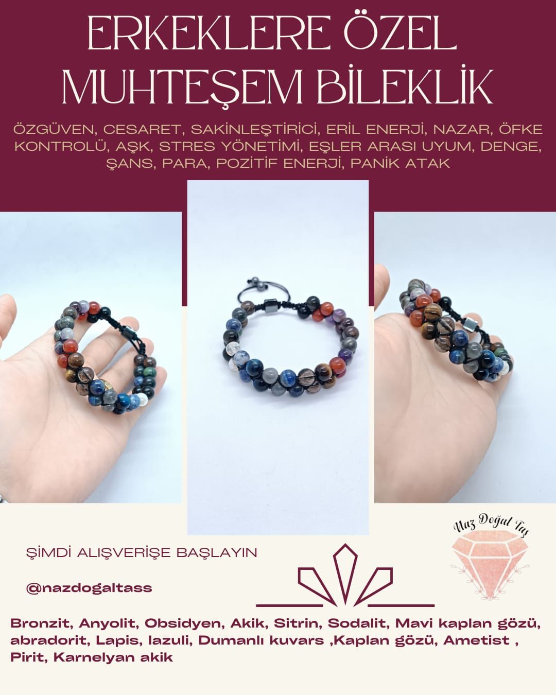 Erkekler İçin Özel Tasarım Bileklik