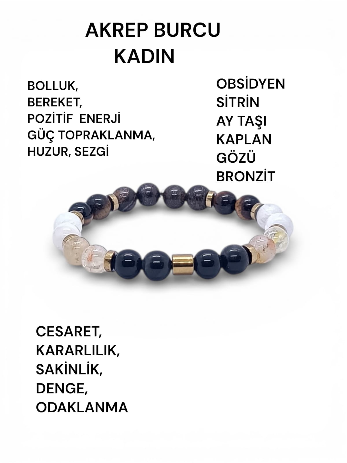 Akrep Burcu Doğal Taş Bilekliği