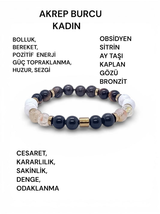Akrep Burcu Doğal Taş Bilekliği