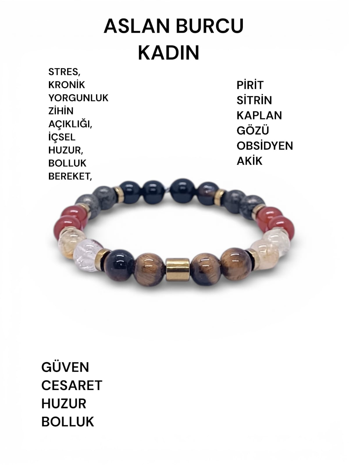 Aslan Burcu Doğal Taş Bilekliği