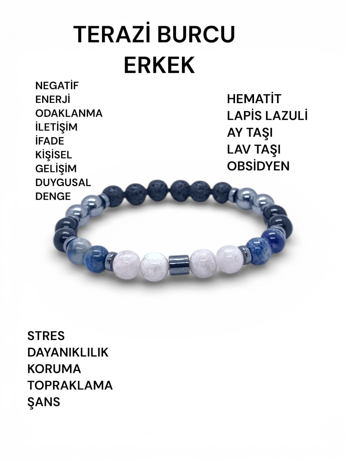 Terazi Burcu Erkek Doğal Taş Bilekliği