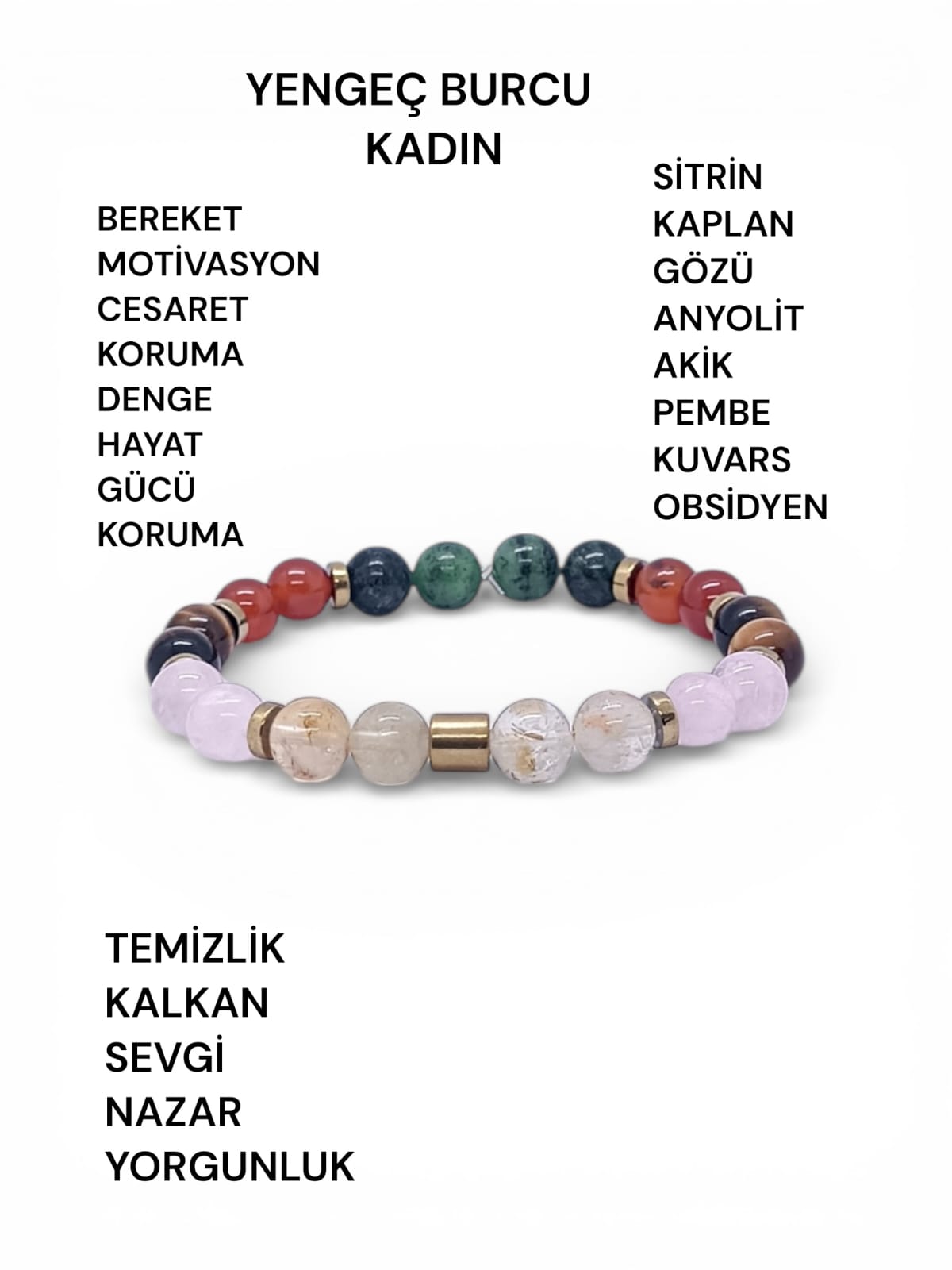 Yengeç Burcu Doğal Taş Bilekliği