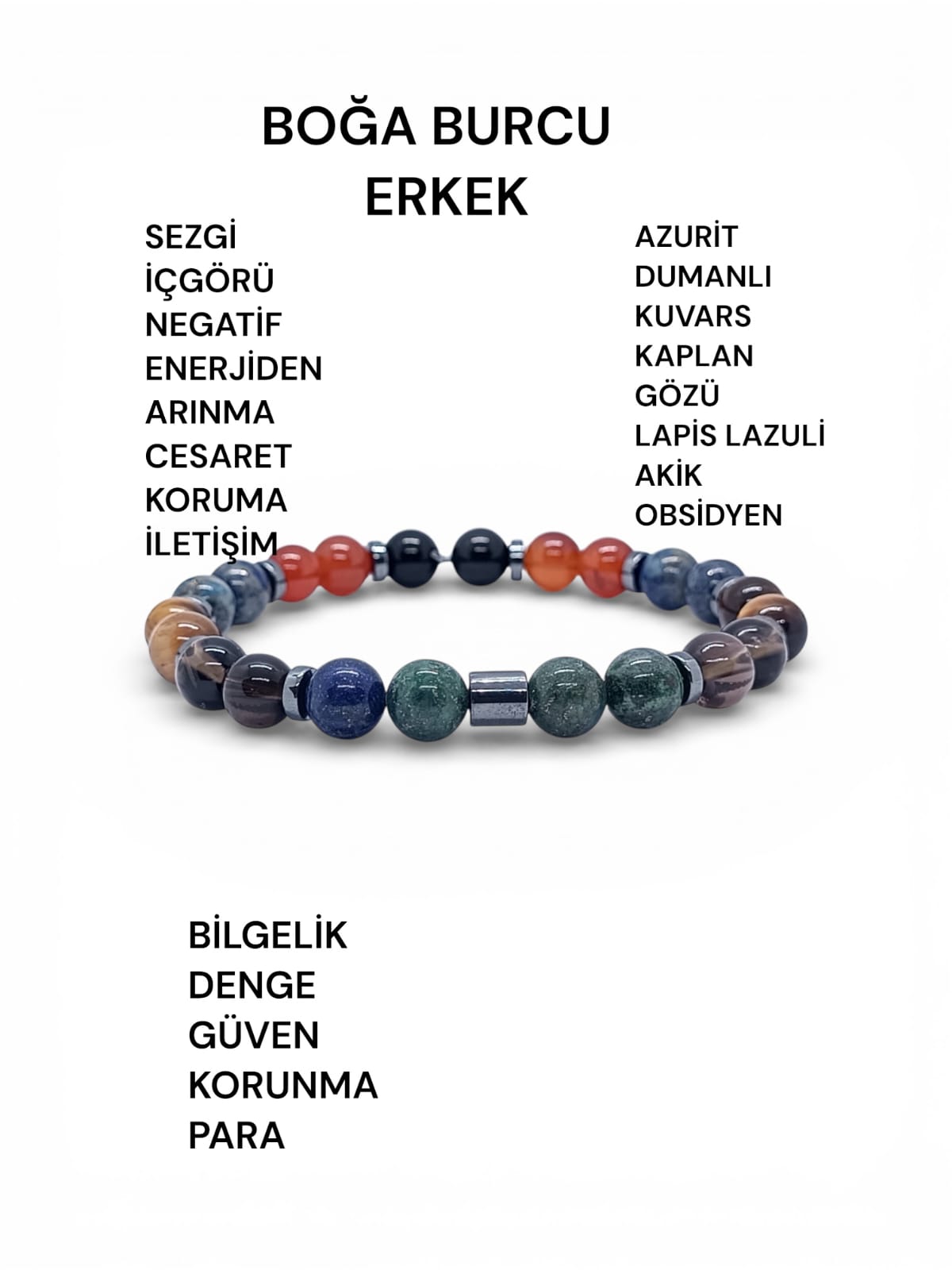 Boğa Burcu Erkek Doğal Taş Bilekliği