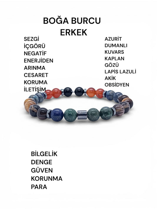Boğa Burcu Erkek Doğal Taş Bilekliği