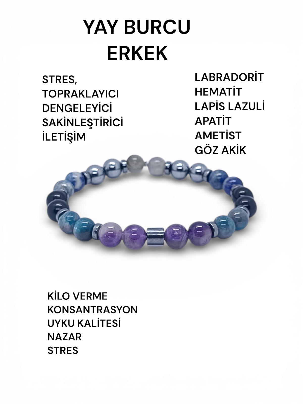 Yay Burcu Erkek Doğal Taş Bilekliği