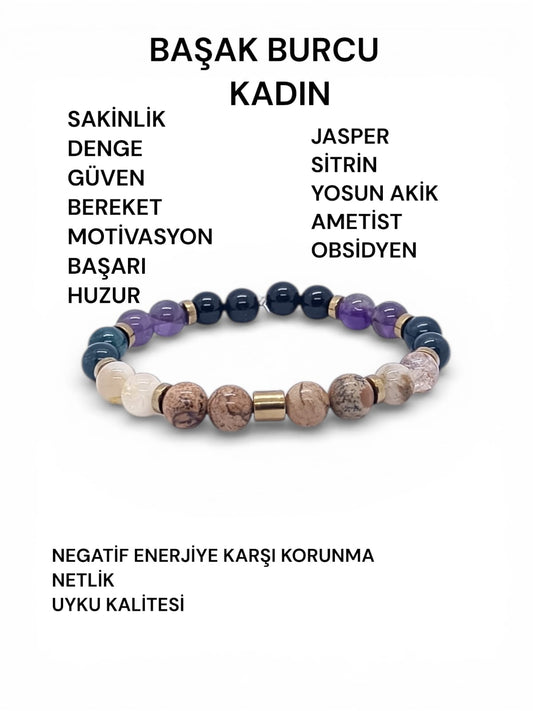 Başak Burcu Doğal Taş Bilekliği
