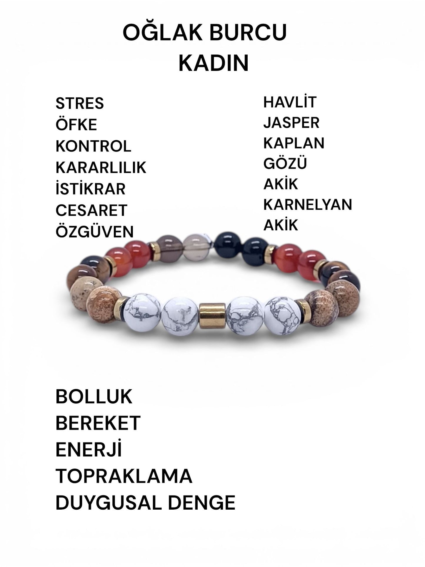 Oğlak Burcu Doğal Taş Bilekliği