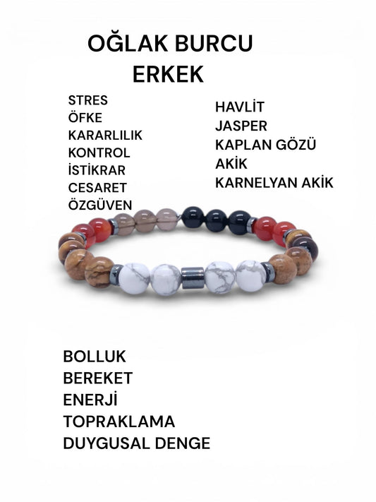 Oğlak Burcu Erkek Doğal Taş Bilekliği