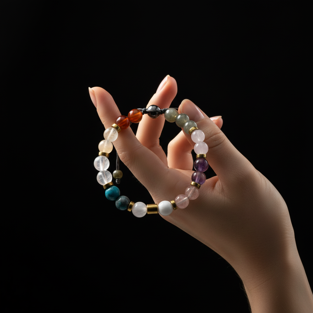 Muhteşem Kadın Doğal Taş Bileklik - Siyah Zemin Lüks